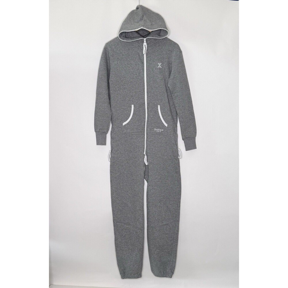 THE NORWEGIAN Original OnePiece Zip Jumpsuit Gray Melange Sz XS Hood-Pockets